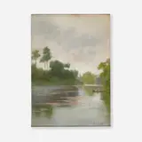 Untitled (Water Landscape) by Jean-Baptiste Camille Corot, pastel on paperboard, sold Aug 2024
