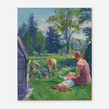 Farm, Thetford, Vermont by William Malherbe, 1945, oil on board, sold Aug 2024