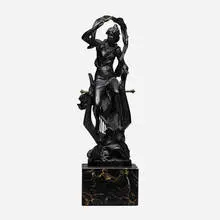 Artemis by Ernest Ferrand, enameled metal, brass, sold Aug 2024