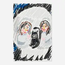 Untitled (Postcard from the Edge Visual AIDS Benefit) by Howard Fonda, 2020, crayon on postcard, sold Aug 2024