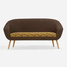 Settee by Folke Jansson, 1953, upholstery, beech, sold Apr 2022