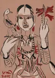 Untitled by K. G. Subramanyan, 2015, Gouache on paper, sold Aug 2025