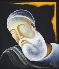 Guru Nanak by Arpana Caur, 2023, Oil on canvas, sold Aug 2025