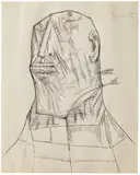 Untitled (St. Sebastian) by F. N. Souza, Pen and ink on paper pasted on mount board, sold Sep 2025