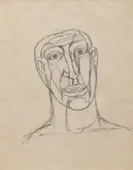 Head by Tyeb Mehta, Graphite on paper, sold Sep 2025
