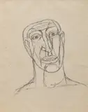 Head by Tyeb Mehta, Graphite on paper, sold Sep 2025