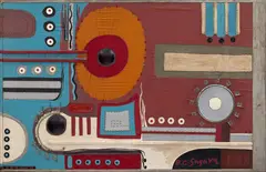 Untitled by Piraji Sagara, 1967, Mixed media on plywood, sold Sep 2025