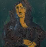 Untitled (Lady with a Veil) by F. N. Souza, Oil on board, sold Sep 2025