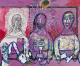 Untitled (Supper at Emmaus) by F. N. Souza, Collage, chemical alteration and mixed media on printed paper, sold Sep 2025