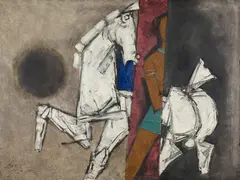 Untitled by M. F. Husain, Oil on canvas, sold Sep 2025