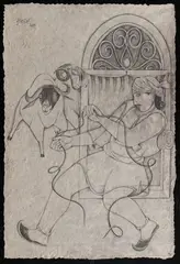 Untitled by Satish Gujral, Pencil on rice paper pasted on plywood, sold Sep 2025