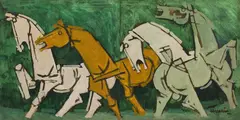 Untitled by M. F. Husain, Oil on canvas, sold Sep 2025