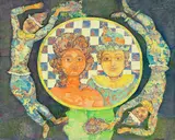 The Medallion by Sakti Burman, Oil on canvas, sold Sep 2025