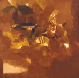 La Terre by S. H. Raza, Oil on canvas, sold Sep 2025