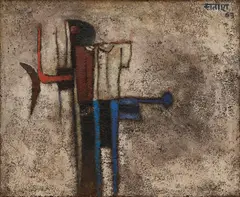 Lovers by Satish Gujral, Oil and wax on canvas, sold Sep 2025