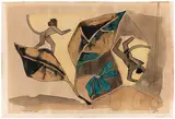 Vishalya Karni by M. F. Husain, Watercolour, ink and felt tip pen on paper, sold May 2025