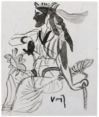 Untitled by K. G. Subramanyan, Ink on paper, sold May 2025