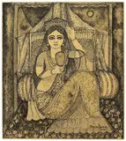 Untitled by Jayasri Burman, 2008, Watercolor, pen and ink on paper pasted on mount board, sold May 2025