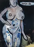 Untitled by F. N. Souza, Chemical alteration and marker on magazine paper, sold Jun 2025