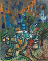 Green Landscape by Lancelot Ribeiro, Oil on canvas, sold Jun 2025