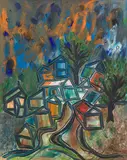 Green Landscape by Lancelot Ribeiro, Oil on canvas, sold Jun 2025