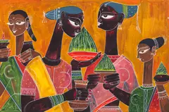 Untitled by A. A. Almelkar, Gouache on paper pasted on canvas, sold Jun 2025