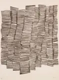 Untitled by Zarina, Relief print from collaged wood, printed in burnt umber on Indian handmade paper, sold Jun 2025