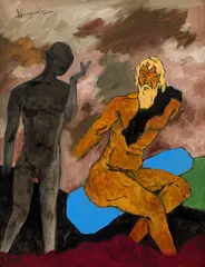 Untitled by M. F. Husain, Oil on canvas, sold Jun 2025