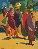 The Four Milk-Maids by Jehangir Sabavala, Oil on canvas, sold Jun 2025