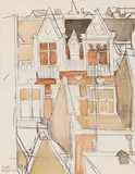Oxford by K. G. Subramanyan, Watercolour and pastel on paper pasted on mount board, sold Jun 2025