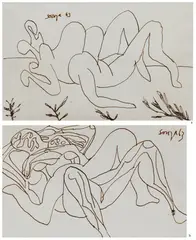 Untitled by F. N. Souza, Pen on paper, sold Feb 2025