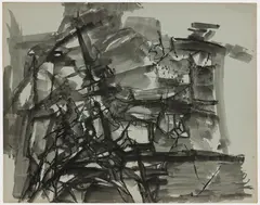 Untitled by Ram Kumar, Ink on paper pasted on mount board, sold Feb 2025