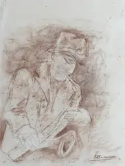 Untitled by Krishen Khanna, Pastel on paper, sold Feb 2025