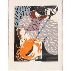 Untitled by Emmy Lou Packard, woodcut in colors, sold Dec 2025