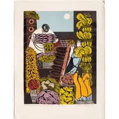 Commission District by Emmy Lou Packard, woodcut in colors, sold Dec 2025