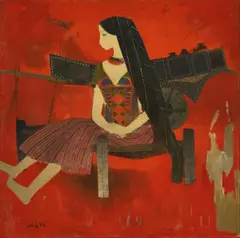 Village Belle by Narayan Shridhar Bendre, Oil on canvas, sold Aug 2023