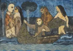 The Net of Maya by Badri Narayan, 1994, Ink and watercolour on paper, sold Dec 2023