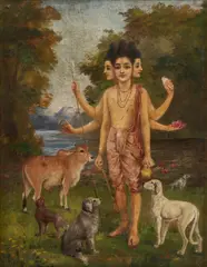 Dattatreya by Raja Ravi Varma, Oil on canvas, sold Dec 2023