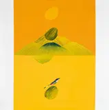 Untitled (Bird, Tree and Mountain Series) by Jagdish Swaminathan, Oil on canvas, sold Dec 2023