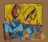 Untitled by Maqbool Fida Husain, Pastel on paper, sold Dec 2023
