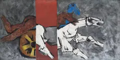 Glaze of an Icon by Maqbool Fida Husain, 1971, Oil on canvas, sold Apr 2024