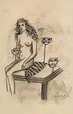 Untitled by Anjolie Ela Menon, Charcoal and ink on paper, sold Apr 2024
