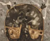 Pharaon cryptogame by Robert Malaval, 1960, Technique mixte sur toile de jute, sold Jun 2026