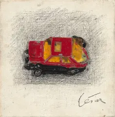 Sans titre by Cesar, 1994, Compression de voiture et mine de plomb sur toile, sold Jun 2026