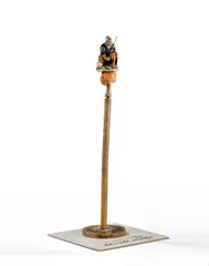 Le pêcheur de vertiges by Ben, 2013, Acrylique sur socle en bois et carrelage blanc, objet en argile naturelle cuite au four, pêcheur en céramique et carrela, sold Jun 2026