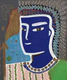 L'indien bleu by Rémi Blanchard, circa 1985, Acrylique sur toile, sold Jun 2026