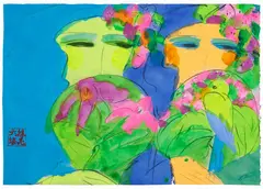 Sans titre (Two ladies) by Walasse Ting, Acrylique sur papier, sold Jun 2026