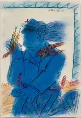 Homme bleu by Alekos Fassianos, Pastel sur papier, sold Jun 2026
