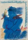 Homme bleu by Alekos Fassianos, Pastel sur papier, sold Jun 2026