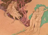 Déjanire enlevée par le centaure Nessus et Pégase dompté par Orphée by Ernest Faut, Paire de dessins à la technique mixte, rehauts d’or et d’argent sur papier, sold Feb 2026